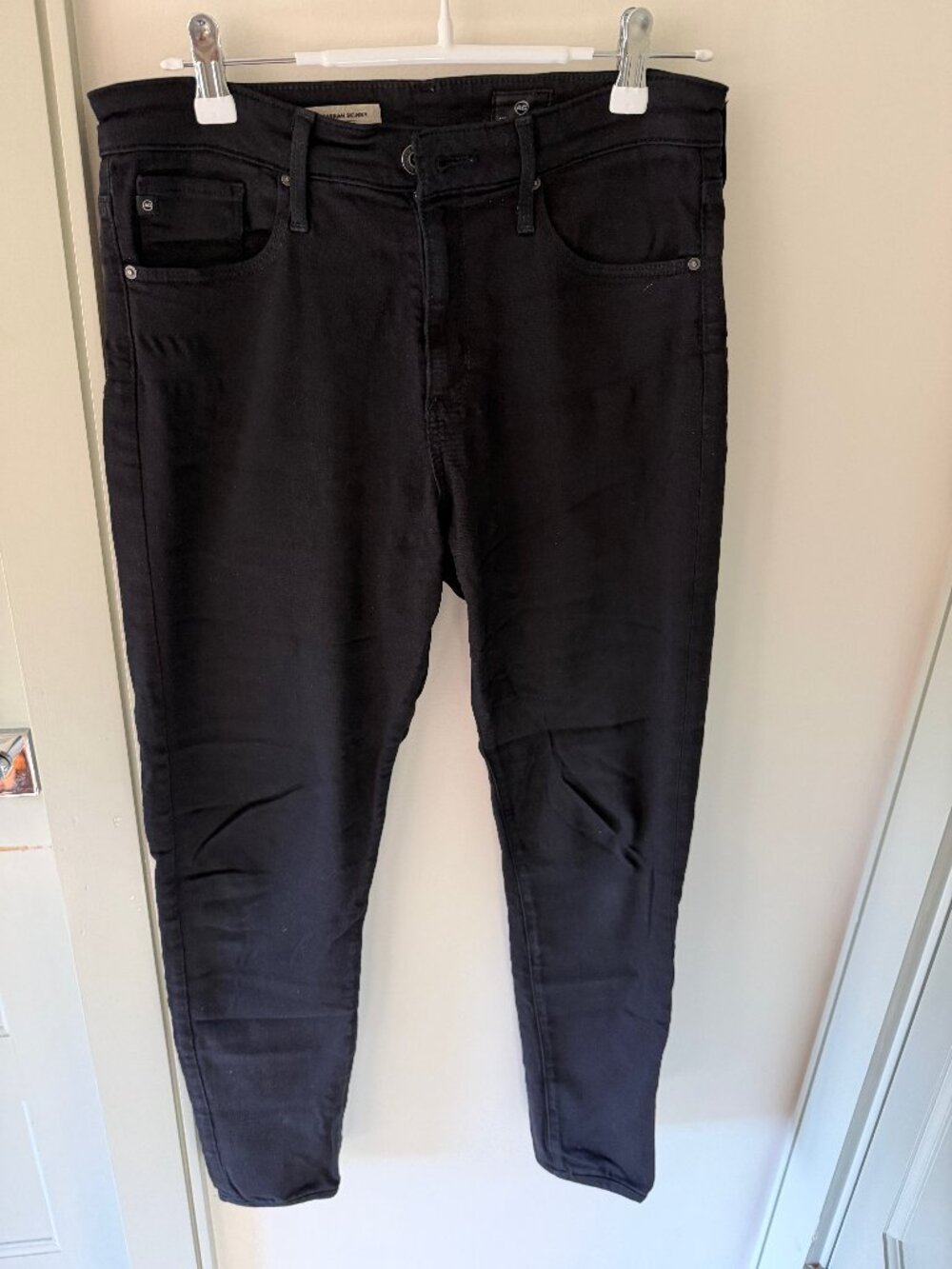 AG The Farrah Skinny Black Jeans 28